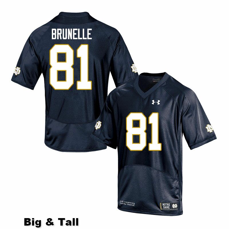 Men's NCAA Notre Dame Fighting Irish #81 Jay Brunelle Stitched College Under Armour Authentic Navy Big & Tall Football Jersey LC10I32QC